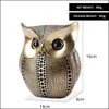 Decorative Objects Figurines Small Crafted Owl Statue Bundle With Black And White For Home Decor Accents Living Room Bedroom Offic Dhut0