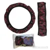 37-39cm Car-styling Steering Wheel Cover Floral Print Bohemia Style Car Interior Accessories Car Interior Knitted Set