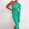 Casual Dresses Women Elegant One-Shoulder Halter Split Dress Fashion Sexy Party BodyCon Sticked Halterneck Slim Fit