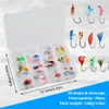 Yemler 4896pcs kış buz balıkçılık jigleri bas levrek crappie 1.2g2.6g yapay balıkçılık yem seti jig kafa kancaları balıkçılık mücadele 230309