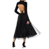 Skirts Ladies Double-sided Long Bust Skirt Women Spring Leisure Style Bow Bead Decoration Wide Hemline Mesh Pleated Half 3Colors