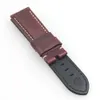 24 mm bruine rode wasachtige kalf lederen horlogebandriem geschikt voor Pam Pam 111 Wirst Watch