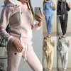 Women's Two Piece Pants Winter Fleece Suit For Ladies Casual Tracksuit Warm Clothing Hooded Pullover Top And Sets Comfort Sports Outfits