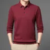 Herrpolos varumärke skjorta män långärmad affär casual mens kläder vår hösten solid man sätter ner krage toppar tees 230308
