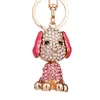 Keychains Poodle Dog Cute Charm Pendant YSK093 Rhinestone Crystal Wallet Bag Key Chain of Women's Fashion Smyckesgåvor