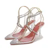 샌들 럭셔리 디자이너 휴관일 발가락 실버 하이힐 여성용 펌프 Clear Slingback Wedding Bridal Shoes 230308