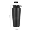 Vattenflaskor vassle protein pulver sport shaker flaska för vatten flaskor gym näring mixer cup rostfritt stål vakuumisolering vatten kopp 230309