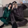 Women's Sleepwear Winter Flannel Men's Pajamas Set Solid Warm Golden Velvet Women Sleepwear Couple Pajama Sets Women's Sleep Lounge Home Clothes 230309