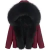 Manteau de Parka en fausse fourrure naturelle pour femme veste d'hiver véritable col de raton laveur femme