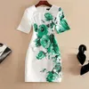2021 Retro Type Back Open Floral Print Cheap Ladies Sexy Short Tight Hip Dress 204T