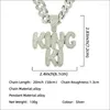 Pendant Necklaces Men Women Hip Hop Miami Cuban Chain Letter KING KI Cubic Zircon Pendants Jewelry Drop