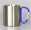 300 ml sublimeringslivcamping kaffemugg med karabiner handtag 11oz camping resekopp med d-ring carabiner krok för utomhussport camping vandring klättring diy