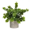 Fleurs décoratives artificielles faux ornements en pot en plastique mousse feuilles vertes Simulation bonsaï plante pour intérieur maison Table décor