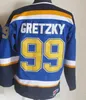 Custom Man 99 Wayne Gretzky Jersey de hockey vintage Blanco azul marino azul amarillo morado naranja bordado uniformes transpirables