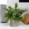 Fleurs décoratives artificielles faux ornements en pot en plastique mousse feuilles vertes Simulation bonsaï plante pour intérieur maison Table décor