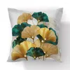 Pillow Ginkgo Biloba Polyester Cover 45x45cm Black Golden Leaves Waist Case Living Room Chair Sofa Home Decoration