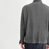 Mens Jackets Miyake Pleated Men Jacke Spring Korean Style Causal Blazers Long Sleeve Cardigan Coat Single Breasted Suit 230309