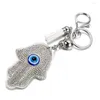 Porte-clés Lucky Hand Keychain Full Crystal Keyring Car Key Chain Women Holder Ring Bague Wholesale Jewelry Gifts