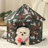 猫のベッド家具屋外の防水s犬家折りたたみ可能な暖かい冬のテントベッドのための小さな中程度のペット動物囲まれたティーピーティーアクセサリー230309