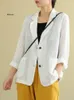 Ternos femininos Blazers Loose Cotton e linho Primavera Tops do verão de moda All Match Sleeved Casual Casual Casual Casual Womenwomen's