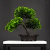 Decorative Flowers 27cm Artificial Pine Plants Bonsai Fake Tree Ornaments Plastic Landscape Simulation For Home Room Desktop Decoration