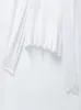 여성용 블라우스 스프링 단색 하이 목 싱글 가슴 흰 셔츠 패션 기질 버블 소매 포플린 블라우스 탑