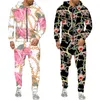 Survêtements pour hommes Mode Luxe Chaîne Série 3D Imprimer Zipper Hoodie Pantalon Deux Pièces Ensemble Hip Hop Streetwear Survêtement HommesFemmes Vêtements Costume 230309