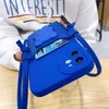 Blue 3D Bear Cell Phone Cases For IPhone Apple 14 Plus Pro Max 13 12 11 XR Back Cover Mobile Phone Case Luxury Cartoon Card Pocket Strap Crossbody Wallet Non-Yellowing