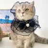 Cat Collars Leads Original Dog Pet Elegant Lace Bandana Cute Hat Clothes Black Mesh Collar Necklace 230309