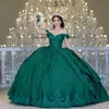 Luxury Green Quinceanera Dresses Sweetheart Sequind Applices Puffy Vestidos de 15 Anos Princess Ball klänningar