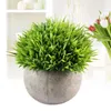 Decorative Flowers & Wreaths 3pcs Mini Plastic Fake Faux Green Grass Simulation Artificial Plants With Pots For Home Decor