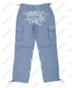 Pantalons pour hommes Y2K vintage streetwear pantalon cargo multi-poches taille stretch poche latérale bleu clair pantalon cargo taille basse vêtements pour adolescents 230309