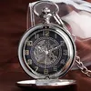 Pocket Watches Self Winding Automatic Mechanical Skeleton Watch Vintage Luxury Silver Shield Design Svart med 30 cm Chain