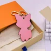 Designer Keychain Leather hanger Fox Cartoon autoketting Charm Bruine Flower Trinket Geschenken Accessoires met Box314RR