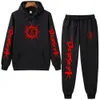 Mens Tracksuits Sweatshirt och Pant Set Sportswear Hoodie Fall Winter Collection 2 Piece Tryckt i rött teckensnitt 230308