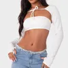 Women's Knits Tees Fashion Women's Tank Top Summer 2PCS Outfit Sets Long Sleeve Shrug Crop Tops Solid Color Mini Tube Tops High Streetwear Y2k W0306