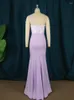 Casual Dresses Luxurious Lady Strapless Dress Light Purple High midja Kvinnlig sexig temperament en axel golvlängd maxi lång