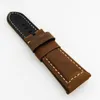 24 mm Dark Brown Nubuck Calf Leather Watch Band Strap Fit For PAM PAM 111 Wirst Watch