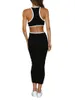 Casual jurken wsevypo zomer gebreide wrap lange jurk dames mouwloze ronde nek holle out bodycon tank feest kantoor kleurblok