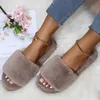 Slippers Women Winter House Furry Slippers Non-Slip Casual Indoor Flats Floor Shoes Ladies Flip Flops Warm Shoes Solid Colors 230309