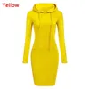 Sweats à capuche pour femmes Sweats FemmesAutomne Hiver Mode Sweat Robes Femme Poche À Capuche Tenue Décontractée Couleur Unie À Manches Longues Mini Robe Kleid 230309