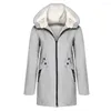 Women's Jackets Trendy Lady Fleece Lined Hooded Winter Long Jacket Causal Outwear Soft Coldproof