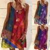 Robes décontractées Femmes Jarretelles Boho Dames Summer Beach Robe florale Maxi Kaftan Forme Ajustement pour