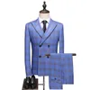 Tuxedos New Blue Groom Slim Fit 3 Pitces Suits Suits Double Breadted Blazer Supal Men Men Suct Jacket Add Add Drop Delivery Dh7um