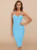 Casual jurken Sexy Women Sky Blue Spaghetti Strap HL Bandage Jurk Strapless knie lengte schede gevoede feest xl vestidoscasual