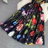 2023 Party Dresses Summer Runway O-Neck Short Sleeve Midi Dress Women Floral Print Office Lady Work One Piece Dress with Belt298W