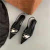 Zapatos de vestir para mujer Sandalias con temperamento Zapatos planos con punta en punta Mocasines con hebilla de metal a la moda