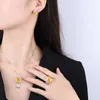 Big Topaz Diamond Biżuteria Zestaw 100% prawdziwy 925 srebrne obrączki ślubne Naszyjnik dla kobiet biżuteria zaręczynowa dla kobiet