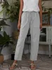 Calças femininas Capris Capris Summer Cotton Linen Pants for Women Fashion Loose Casual Cor Solid Cor da cintura Alta calça feminina Long Pants 230310