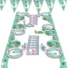 Wegwerp Dinware Cartoon Alpaca thema Verjaardagsfeestje Kid Baby Shower Decorations Kids servies voor kinderen